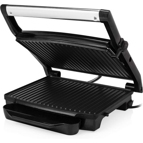 Princess Panini 01.112415.01.001 High Quality Contact Grill with Movable Lid Stainless Steel Black / Stainless Steel