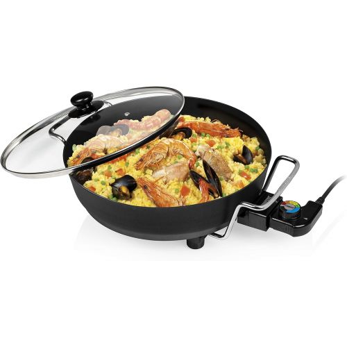  Princess Multi Wonder Chef Elektropfanne - 35cm Ø Bratflache, 5,4 Liter Fassungsvermoegen, 1800 Watt, regelbare Heizstufe, inkl. 2 Holzspatel, 0,9 m Kabelzuleitung, 162367