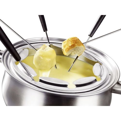  Princess 172665 elektrisches Edelstahl-Fondue mit 6 Sossenschalchen und 8 Fonduegabeln