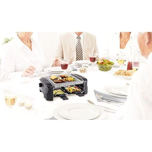  Princess Raclette Grill fuer bis zu 4 Personen - mit Steingrill und regelbarer Heizstufen, 162810