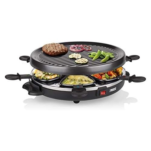  Princess 162725 Raclette und Antihaftbeschichtung Grill-Set fuer 6 Personen, 800 Watt