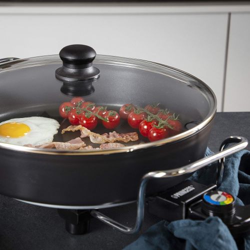  Princess Multi Wonder Chef Elektropfanne - 35cm Ø Bratflache, 5,4 Liter Fassungsvermoegen, 1800 Watt, regelbare Heizstufe, inkl. 2 Holzspatel, 0,9 m Kabelzuleitung, 162367