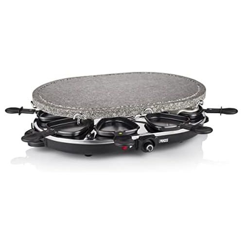  [아마존베스트]Princess Oval Raclette Stone Grill, 1200 Watt, Adjustable Thermostat, for 8 People, Non-Stick Coated Pans, 162720