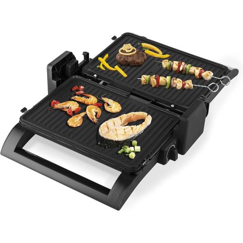  [아마존베스트]Princess 112536 Multi-Grill 4-in-1, Sandwich / Contact / Table Grill and Waffle Iron, Interchangeable Plates, Stainless Steel, Non-Stick Coating, Black/Silver