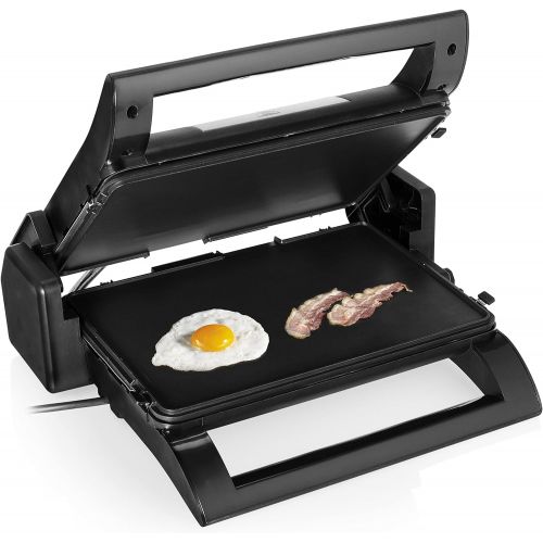  [아마존베스트]Princess 112536 Multi-Grill 4-in-1, Sandwich / Contact / Table Grill and Waffle Iron, Interchangeable Plates, Stainless Steel, Non-Stick Coating, Black/Silver