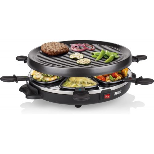  [아마존베스트]Princess 162725 Raclette and Non-Stick Coating Grill Set for 6 People 800 Watt