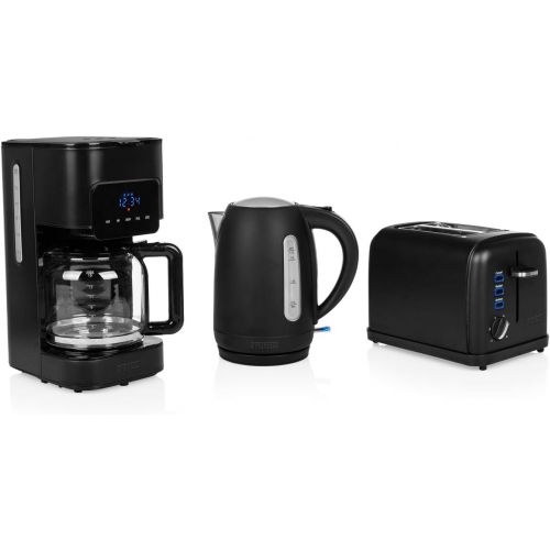  [아마존베스트]Princess Design Stainless Steel Breakfast Set in Black - Filter Coffee Machine, Kettle & Toaster
