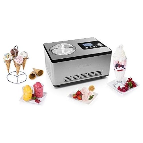  [아마존베스트]Princess Professional Stainless Steel Ice Cream Maker with 3 Power Levels and Built-in Cooling Compressor 2L Capacity [Ice Cream, Frozen Yogurt, Sorbets and Granita], 282604