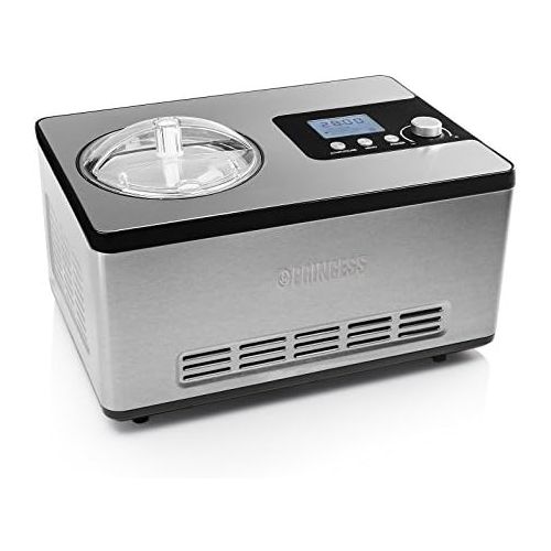  [아마존베스트]Princess Professional Stainless Steel Ice Cream Maker with 3 Power Levels and Built-in Cooling Compressor 2L Capacity [Ice Cream, Frozen Yogurt, Sorbets and Granita], 282604