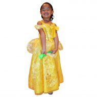 Princess Nori Princess Belle Dress Beauty and The Beast Princess Dress (Large fits 5t/6t) Satin Organza Cotton Blend