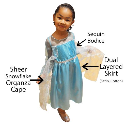  Princess Nori Princess Elsa Frozen Princess Dress Costume (Sizes 2t to 6t) Satin Cotton Organza Blend