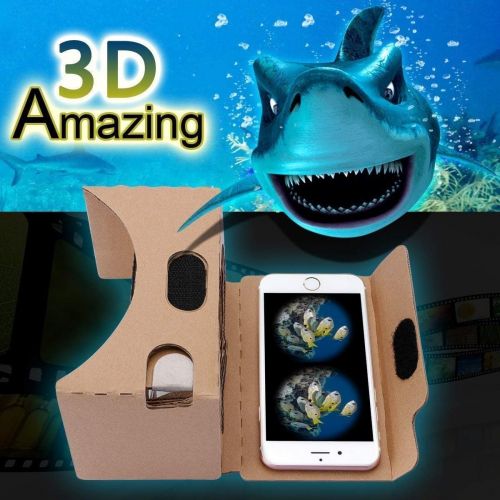  [아마존베스트]Printor Google Cardboard,VR Headsets 3D Box Virtual Reality Glasses with Big Clear 3D Optical Lens and Comfortable Head Strap for All 3-6 Inch Smartphones (Yellow, 1 Pack)