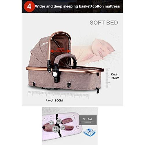  PrinzBaby Stroller/Bassinet + Car Seat - Baby Diaper Bag (Silver Frame)