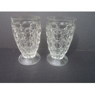 /PriorMemories Vintage Juice Glasses Jeannette Glassware Lyric Thumbprint 2 Juice Glasses