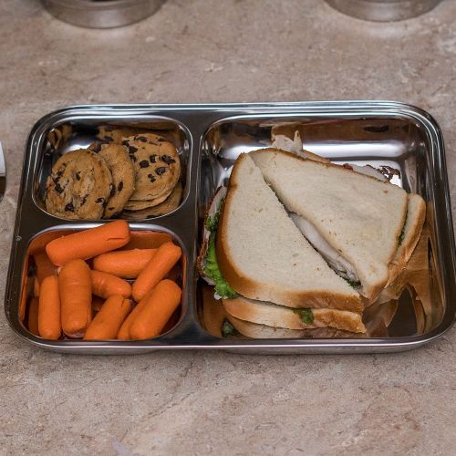  Private Qualways Rectangular Plate- Stainless Steel Divided Rectangular Shaped 3 Slot Tray