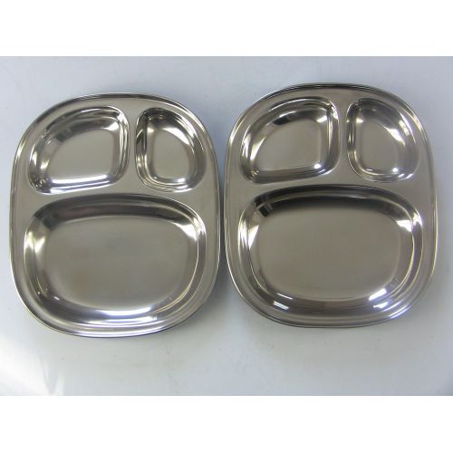  Private Qualways Kidss Tray - Divided Stainless Steel Tray Set of 2