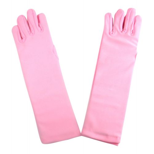  Private Label Girls Tea Party Stretch Polyester Long Dress Gloves Set of 4 Pink Childrens