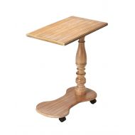 Priya Home Furniture Home Decorative Solid Driftwood Mobile Pedestal Tectangular Tray Table with Castors - Gray