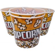 [아마존베스트]Pro American Company Extra Large Popcorn Bucket / Container / Bowl / Tub (4 Pack) thick plastic Reusable (92 oz.) Yellow Red Retro Style