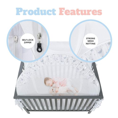  [아마존베스트]1st Baby Safety Baby Crib Safety Pop up Tent: Premium Baby Bed Canopy Netting Cover| See Through Mesh Top Nursery Mosquito Net |Stylish and Sturdy Unisex Infant Crib Tent Net |Protect Your Baby fr