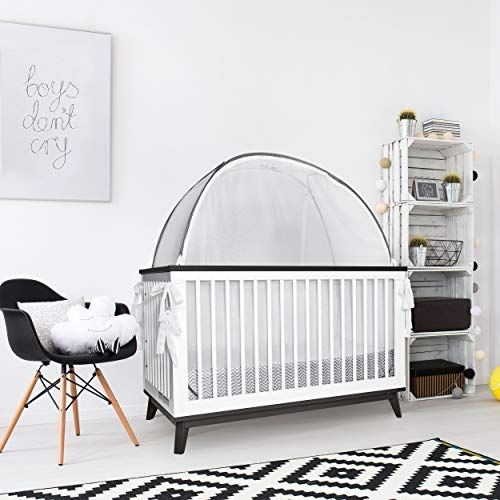  [아마존베스트]1st Baby Safety Grey Baby Canopy Cover -Safety Pop Up Tent  See Through Crib and Nursery Soft Mesh Cover, Net with New Viewing Window - Zippered Safety Top for Mosquito Bites and Falling Protecti