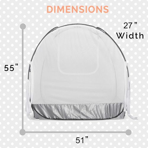  [아마존베스트]1st Baby Safety Grey Baby Canopy Cover -Safety Pop Up Tent  See Through Crib and Nursery Soft Mesh Cover, Net with New Viewing Window - Zippered Safety Top for Mosquito Bites and Falling Protecti