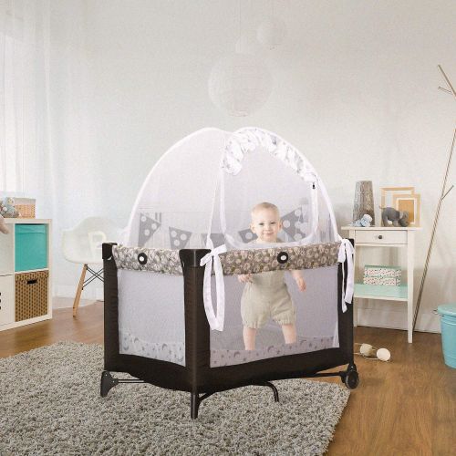  [아마존베스트]1st Baby Safety Baby Pack ‘N Play Safety Pop up Tent: Premium Bed Canopy Netting Cover| See Through Mesh Top Nursery Mosquito Net |Stylish and Sturdy Unisex Infant Tent Net |Protect Your Baby from