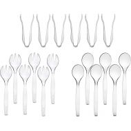 [아마존베스트]Pro Dispose Disposable Serving Utensils, Plastic Serving 10 Spoons 10 Forks & 6 Tongs 6 Of Each, Pack of 18. … (Black)