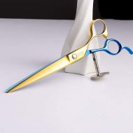 Pro-BikeUS Color 7.0 Inch Pet Scissors, Stainless Steel Flat Shears, Special Scissors for Pet Groomers (Color : Blue gold)