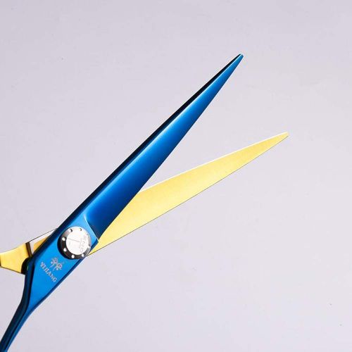  Pro-BikeUS Color 7.0 Inch Pet Scissors, Stainless Steel Flat Shears, Special Scissors for Pet Groomers (Color : Blue gold)