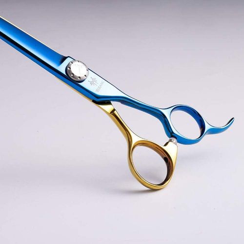  Pro-BikeUS Color 7.0 Inch Pet Scissors, Stainless Steel Flat Shears, Special Scissors for Pet Groomers (Color : Blue gold)