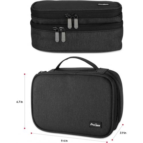  [아마존베스트]ProCase Electronics Travel Organizer Storage Bag, Double Layer Universal Traveling Gear Accessories Carrying Cover Pouch for iPad Mini Cables Phone Chargers Adapter Flash Hard Driv