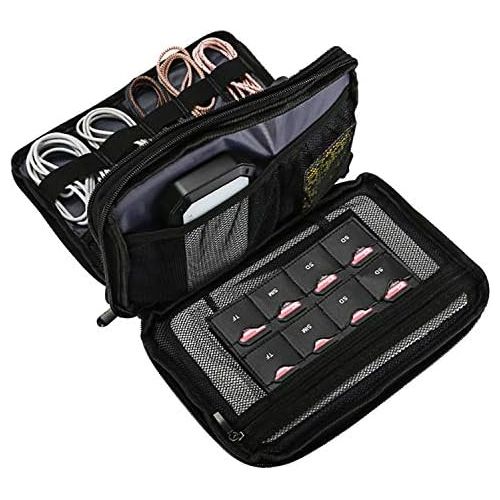  [아마존베스트]ProCase Travel Gadget Organizer Bag, Portable Tech Gear Electronics Accessories Storage Carrying Pouch for Cords USB Cables SD Cards MP3 Player Hard Drive Power Bank -Black