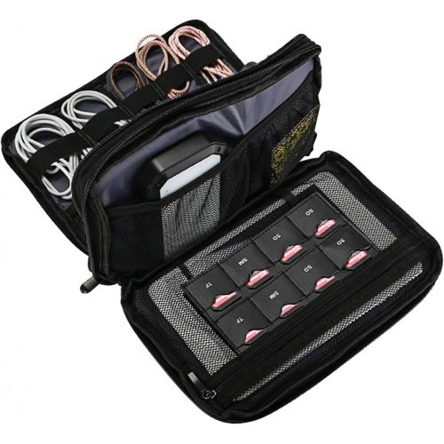  [아마존베스트]ProCase Travel Gadget Organizer Bag, Portable Tech Gear Electronics Accessories Storage Carrying Pouch for Cords USB Cables SD Cards MP3 Player Hard Drive Power Bank -Black