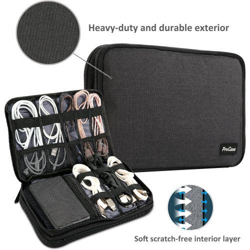  [아마존베스트]ProCase Travel Gadget Organizer Bag, Portable Tech Gear Electronics Accessories Storage Carrying Pouch for Cords USB Cables SD Cards MP3 Player Hard Drive Power Bank -Black