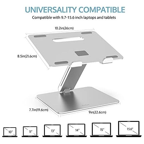  ProCase Adjustable Laptop Stand, Ergonomic Aluminum Laptop Holder, Portable Laptop Riser Notebook Computer Stand for MacBook Pro/Air Surface Dell Lenovo Laptops up to 15.6-Inch - S