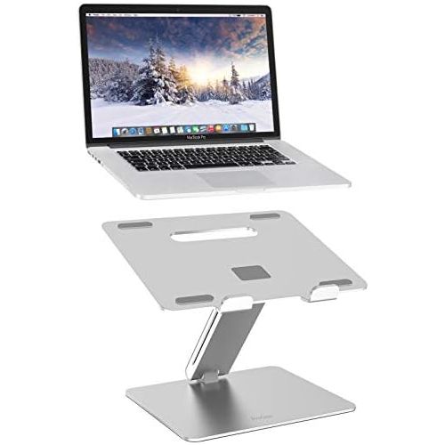  ProCase Adjustable Laptop Stand, Ergonomic Aluminum Laptop Holder, Portable Laptop Riser Notebook Computer Stand for MacBook Pro/Air Surface Dell Lenovo Laptops up to 15.6-Inch - S