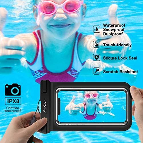  [아마존베스트]ProCase Universal Waterproof Pouch IPX8 Waterproof Cellphone Dry Bag Underwater Case for iPhone 12 Pro Max 11 Pro Max Xs Max XR X 8 7 6S, Galaxy S20 Ultra S10 S9 S8/Note10 9 up to