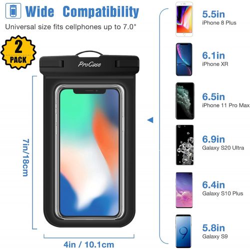  [아마존베스트]ProCase Universal Waterproof Pouch IPX8 Waterproof Cellphone Dry Bag Underwater Case for iPhone 12 Pro Max 11 Pro Max Xs Max XR X 8 7 6S, Galaxy S20 Ultra S10 S9 S8/Note10 9 up to