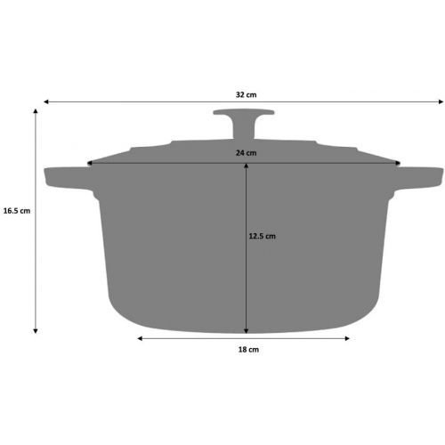  ProCook | Bratentopf aus Gusseisen | induktionsgeeignet | emailliert | Brater | Schmortopf | 24 cm Ø | 4,7 l Volumen | rund | in schattiertem Rot