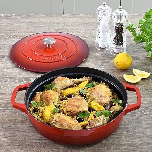  ProCook | Cast Iron Roasting Pan | Suitable for Induction | Enamelled | Roaster | Stewing Pot | 20 cm Diameter | 2.7 L Volume | Round |