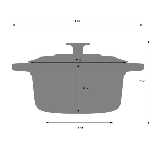  ProCook | Bratentopf aus Gusseisen | induktionsgeeignet | emailliert | Brater | Schmortopf | 20 cm Ø | 2,7 l Volumen | rund | in schattiertem Blau