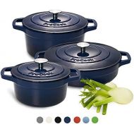 ProCook - Bratentopfset aus Gusseisen - induktionsgeeignet - emailliert - Brater - Schmorpfanne - Schmortopf - 3-teiliges Set -