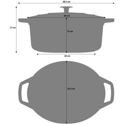  ProCook - Bratentopf aus Gusseisen - induktionsgeeignet - emailliert - Brater - Schmortopf - 30 cm Ø - 6,2 l Volumen - oval -