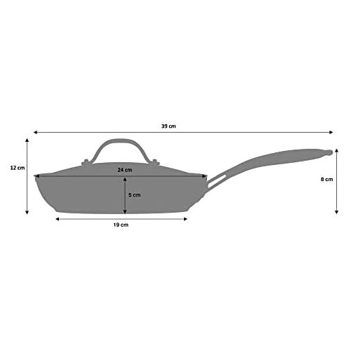  Marke: ProCook ProCook Professional Anodised Pfanne - 24 cm - mit Deckel - mit Antihaftbeschichtung - Bratpfanne - Induktion - kleine Pfanne - mit hitzebestandigem Griff