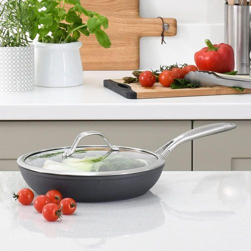  Marke: ProCook ProCook Professional Anodised Pfanne - 24 cm - mit Deckel - mit Antihaftbeschichtung - Bratpfanne - Induktion - kleine Pfanne - mit hitzebestandigem Griff