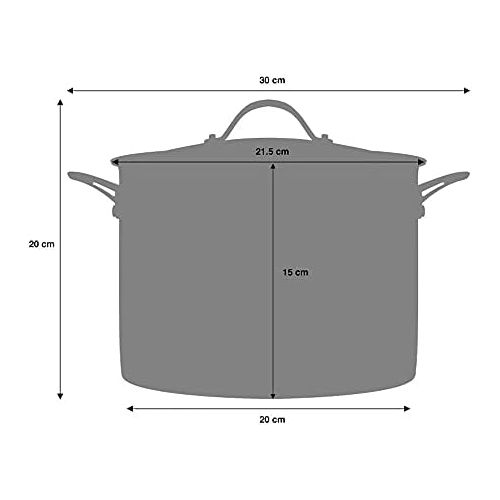  ProCook Professional Ceramic | Fleischtopf mit Deckel | mit Keramikbeschichtung | Induktionskochtopf | Kochtopf | Induktion | 20cm | 4,4 l