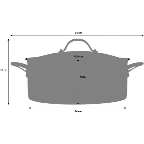  ProCook Professional Stainless Steel - niedriger Bratentopf - mit Deckel - Induktion - 24 cm - Schmortopf - CoolTouch Griffe - Edelstahl Topf - induktionsgeeignet -