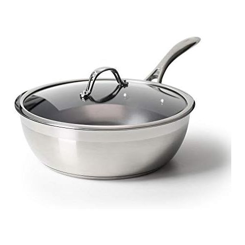  ProCook Professional Stainless Steel - Sauteuse - mit Deckel - mit Antihaftbeschichtung - Induktion - 28 cm - CoolTouch Griffe - Edelstahl - Schwenkpfanne -