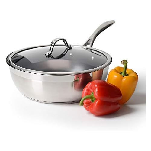  ProCook Professional Stainless Steel - Sauteuse - mit Deckel - mit Antihaftbeschichtung - Induktion - 28 cm - CoolTouch Griffe - Edelstahl - Schwenkpfanne -